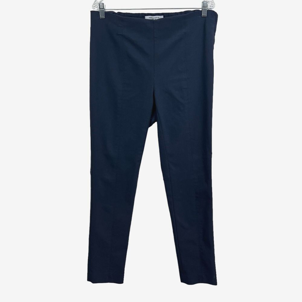 MM. Lafleur New York Womens Pants Stretch Slim Leg Elastic Waist Zip Navy Sz +1*